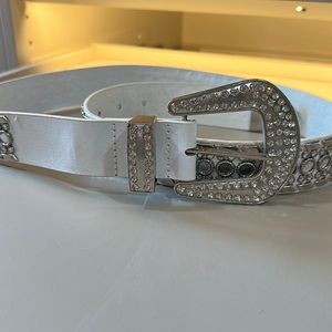 White bling western belt